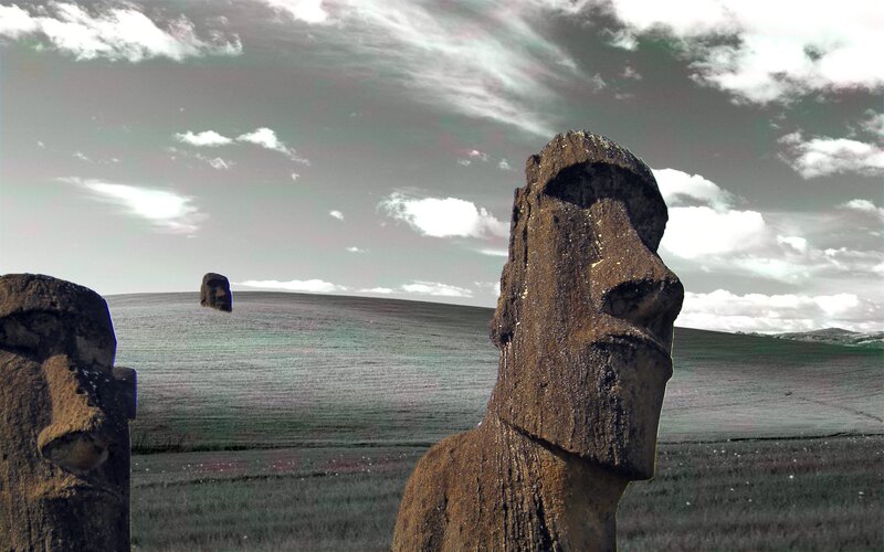Moai Statues on Easter Island — Brown, Dramatic