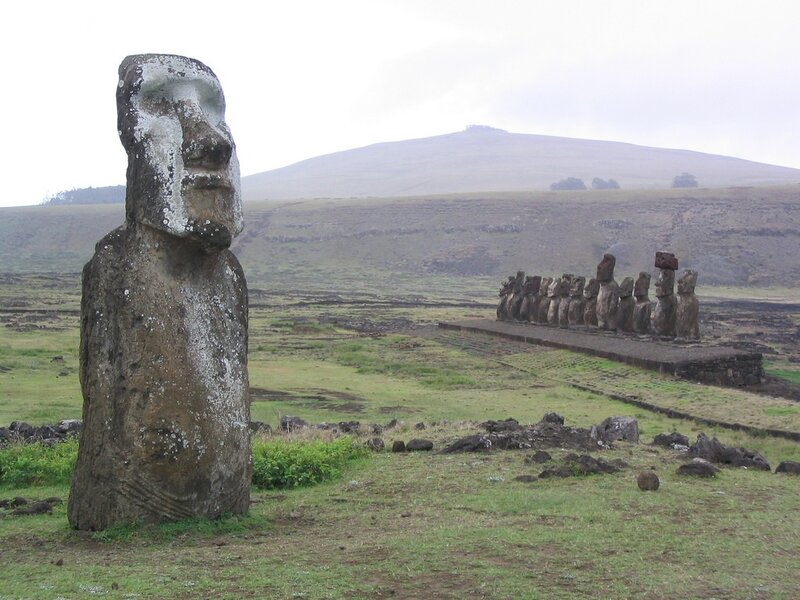 Moai Statues on Easter Island — Green, Serene, Photograph