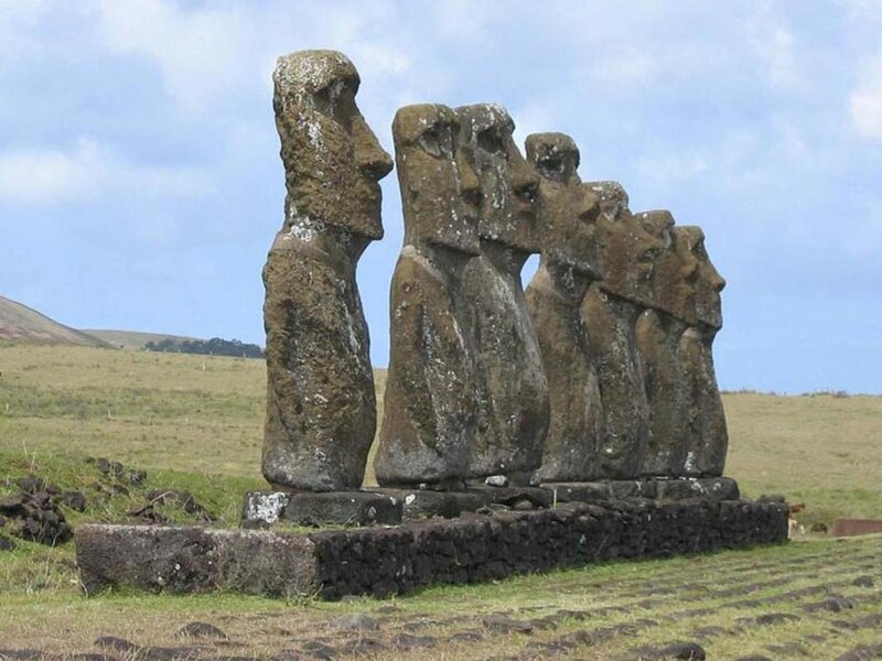 Moai Statues on Easter Island — Green