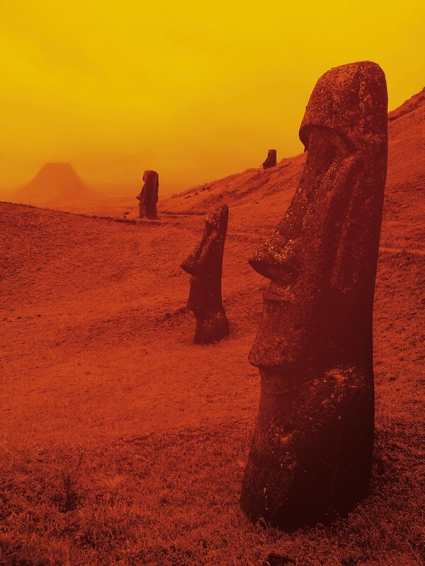 Moai Statues on Easter Island — Orange