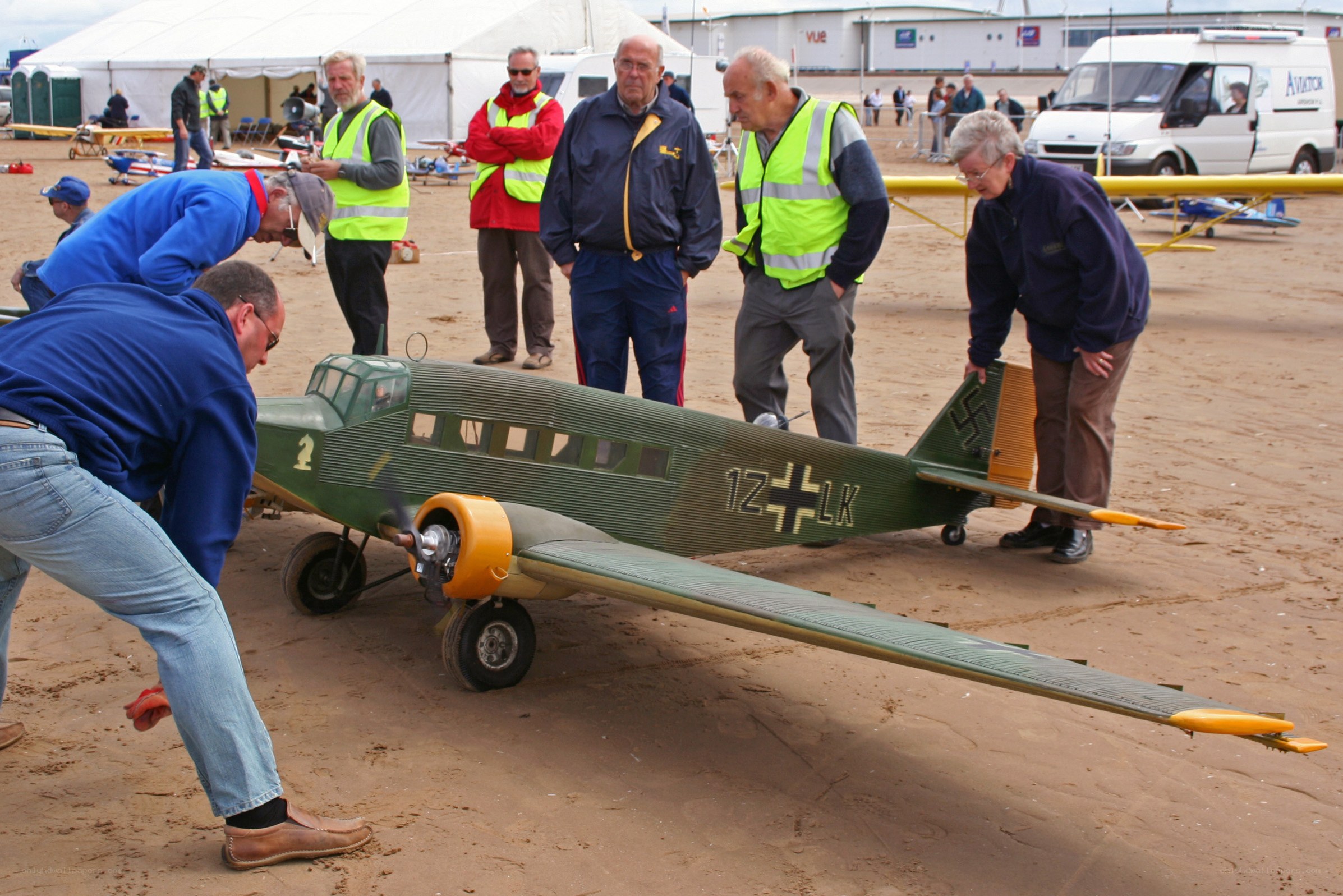 Model airplane display at airfield