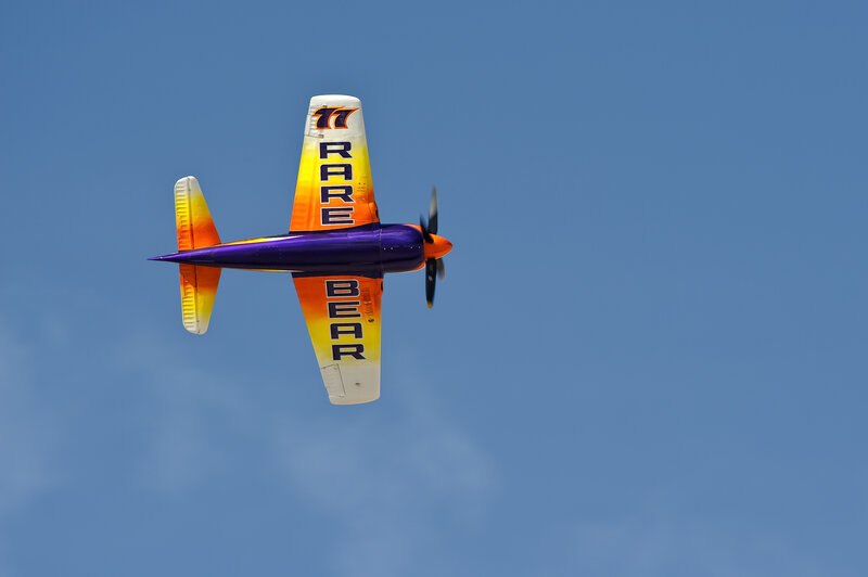 Model Airplane in Flight — Blue