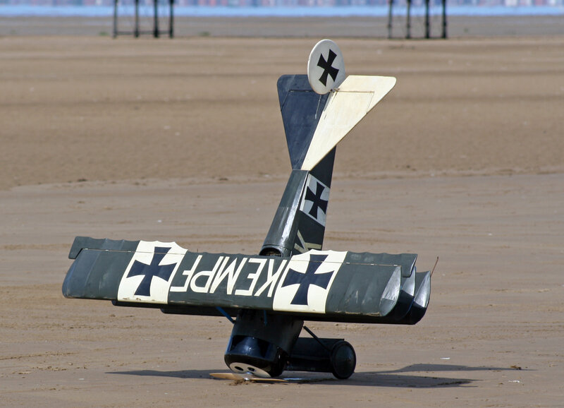 model airplane on beach