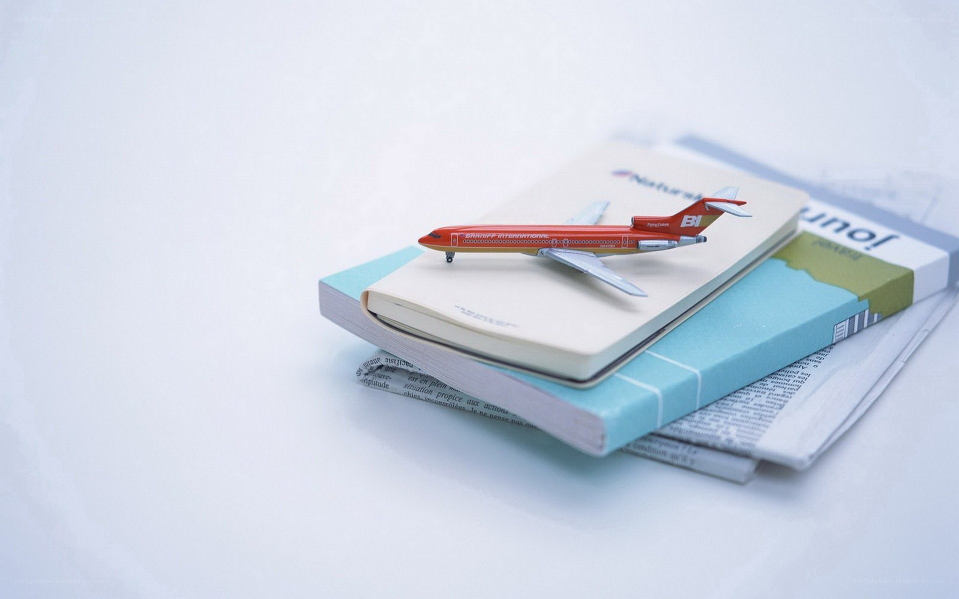 model airplane on books