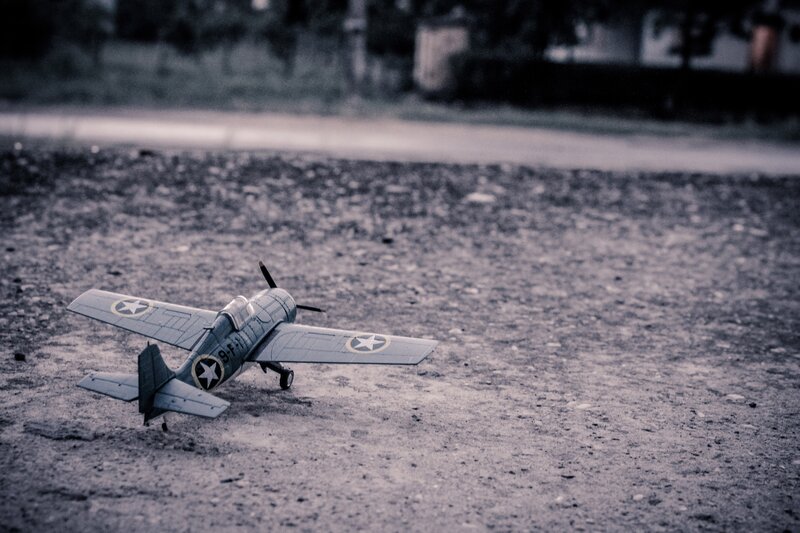 model airplane on ground