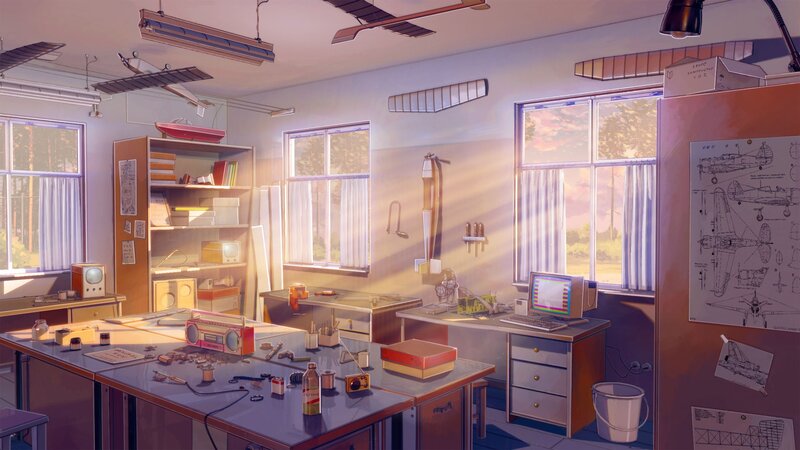 Model Airplane Workshop — Purple, Serene