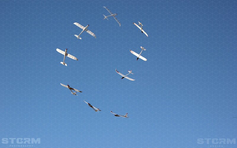 model airplanes in formation