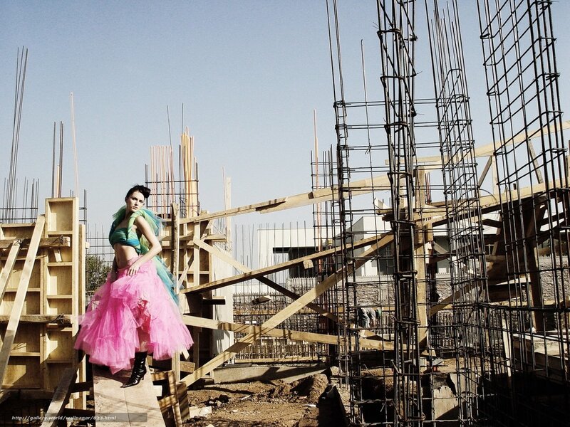 Model at construction site