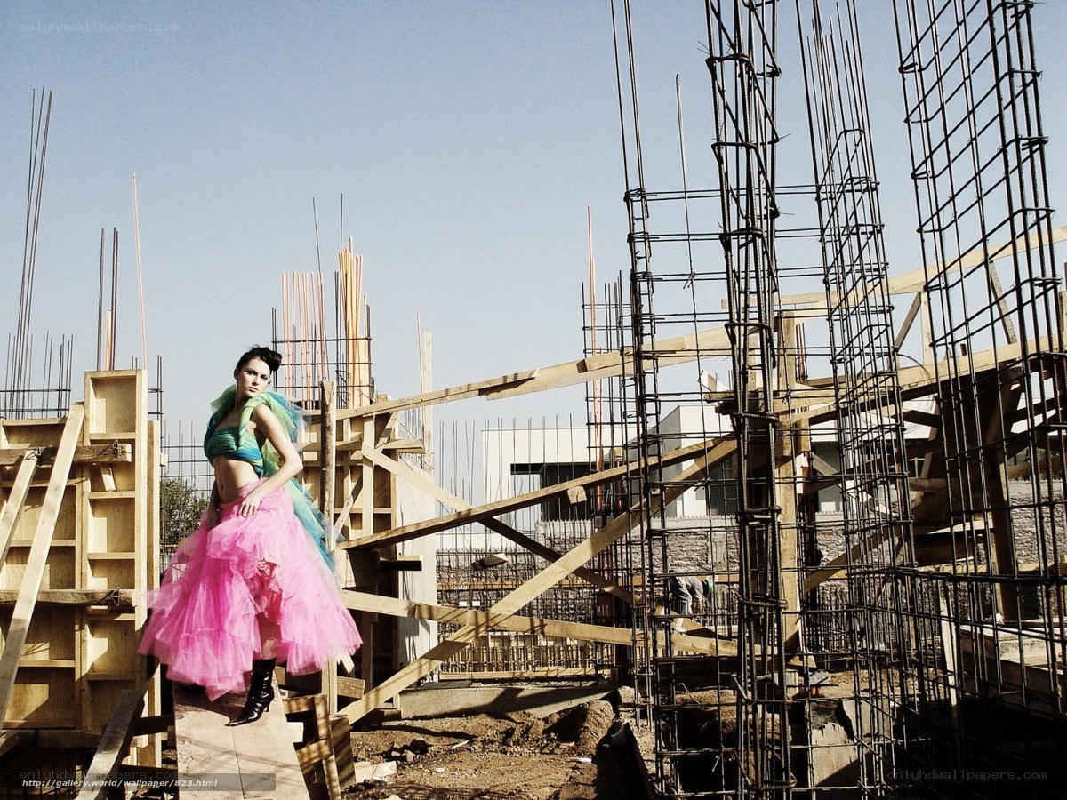 Model at construction site