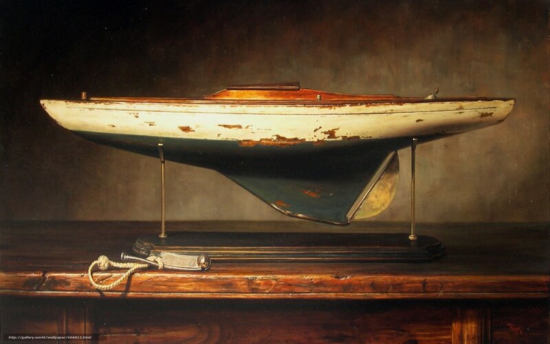 model boat on display