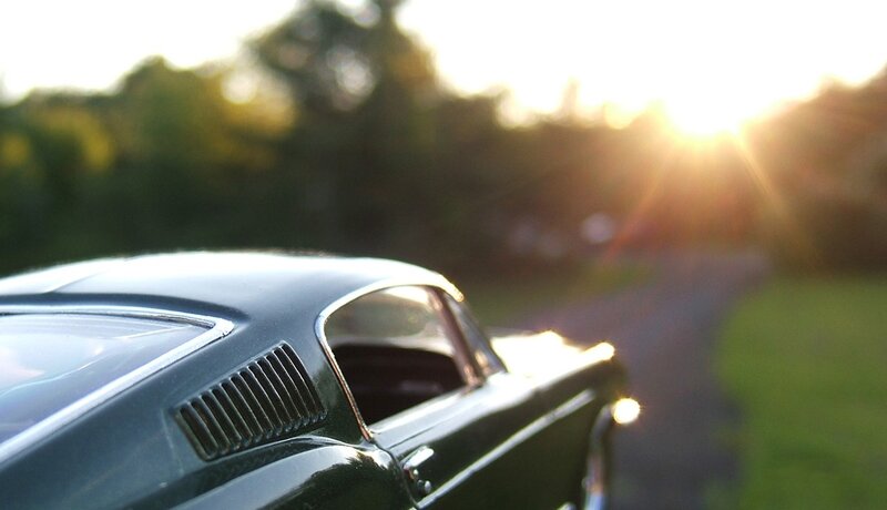 model car at sunset
