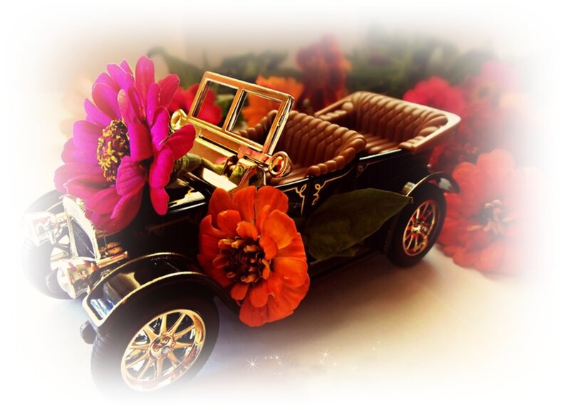 Model Car with Flowers