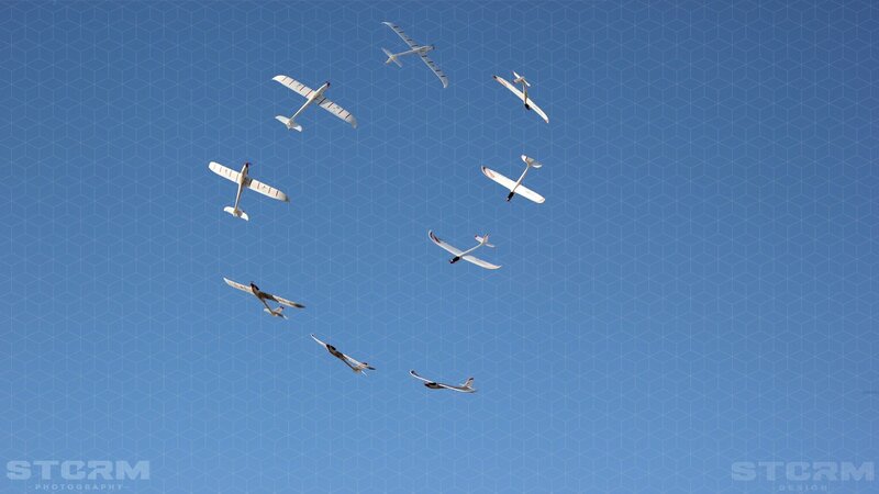 model gliders in formation