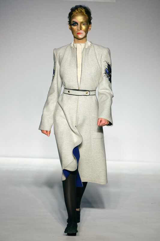 Model in avant-garde coat