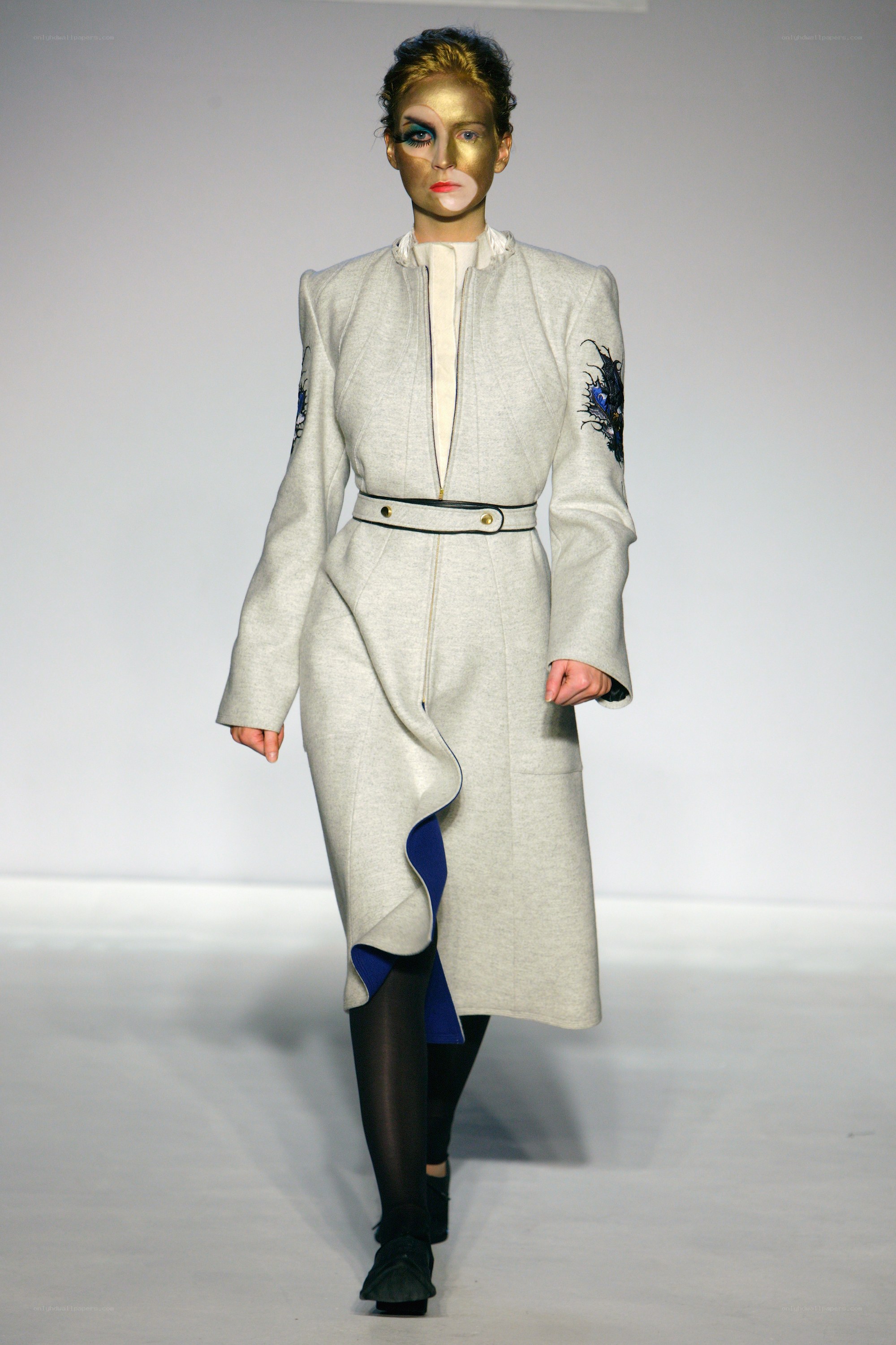 Model in avant-garde coat