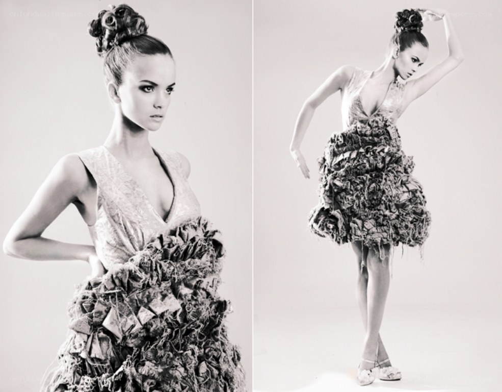 Model in avant-garde dress