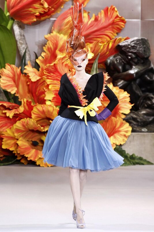 Model in avant-garde fashion