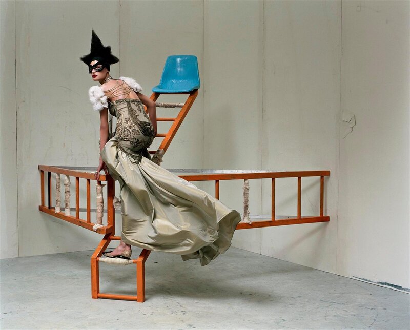 Model in avant-garde fashion