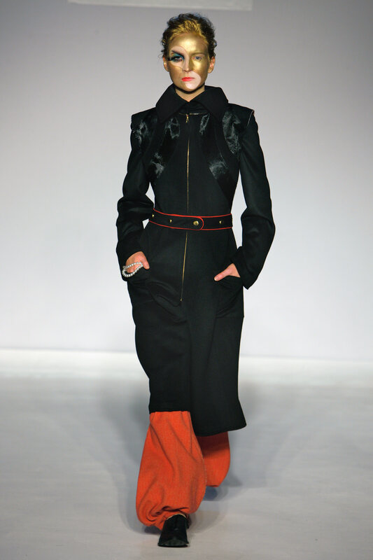 Model in avant-garde fashion