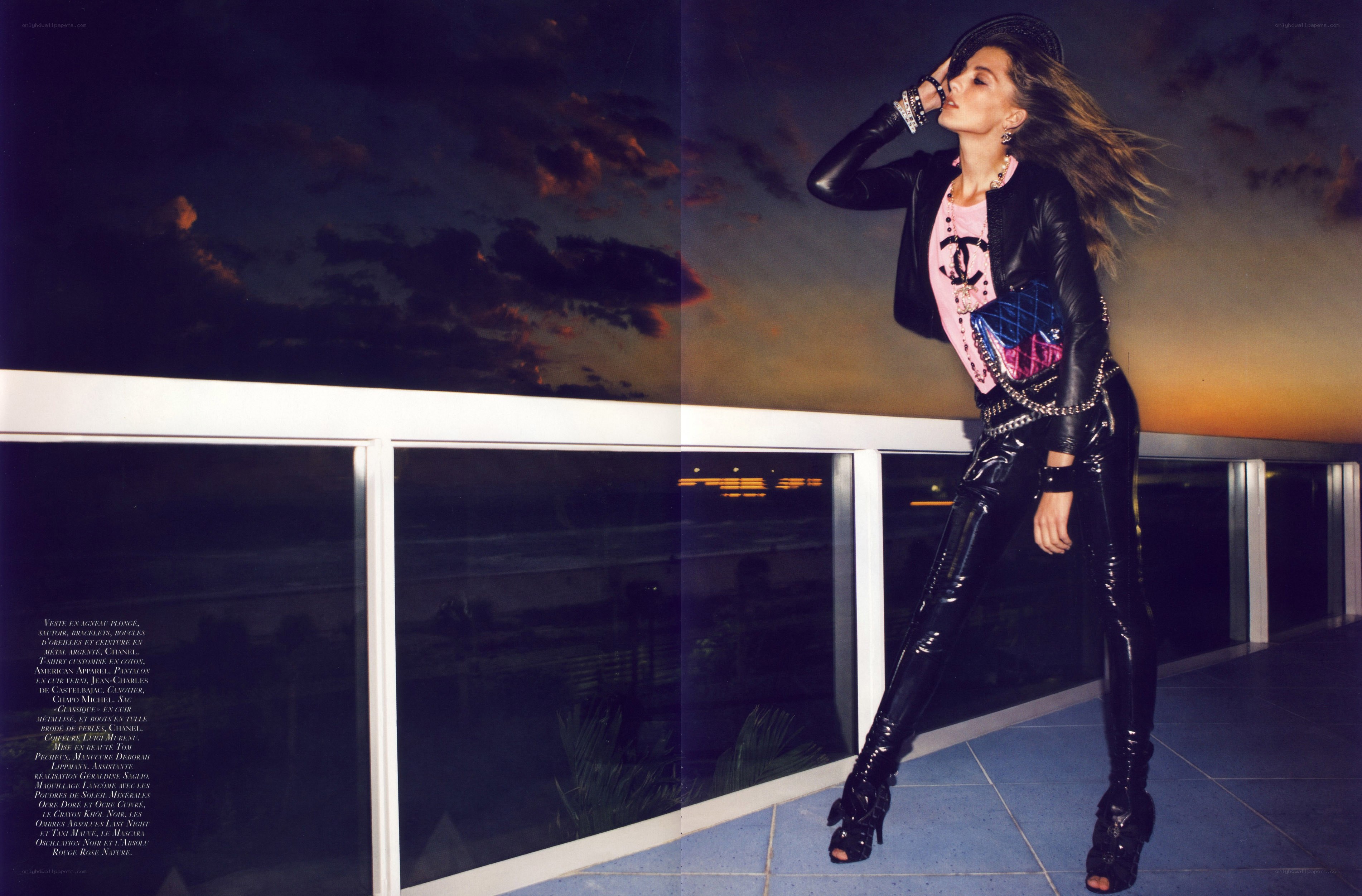 model in black leather outfit