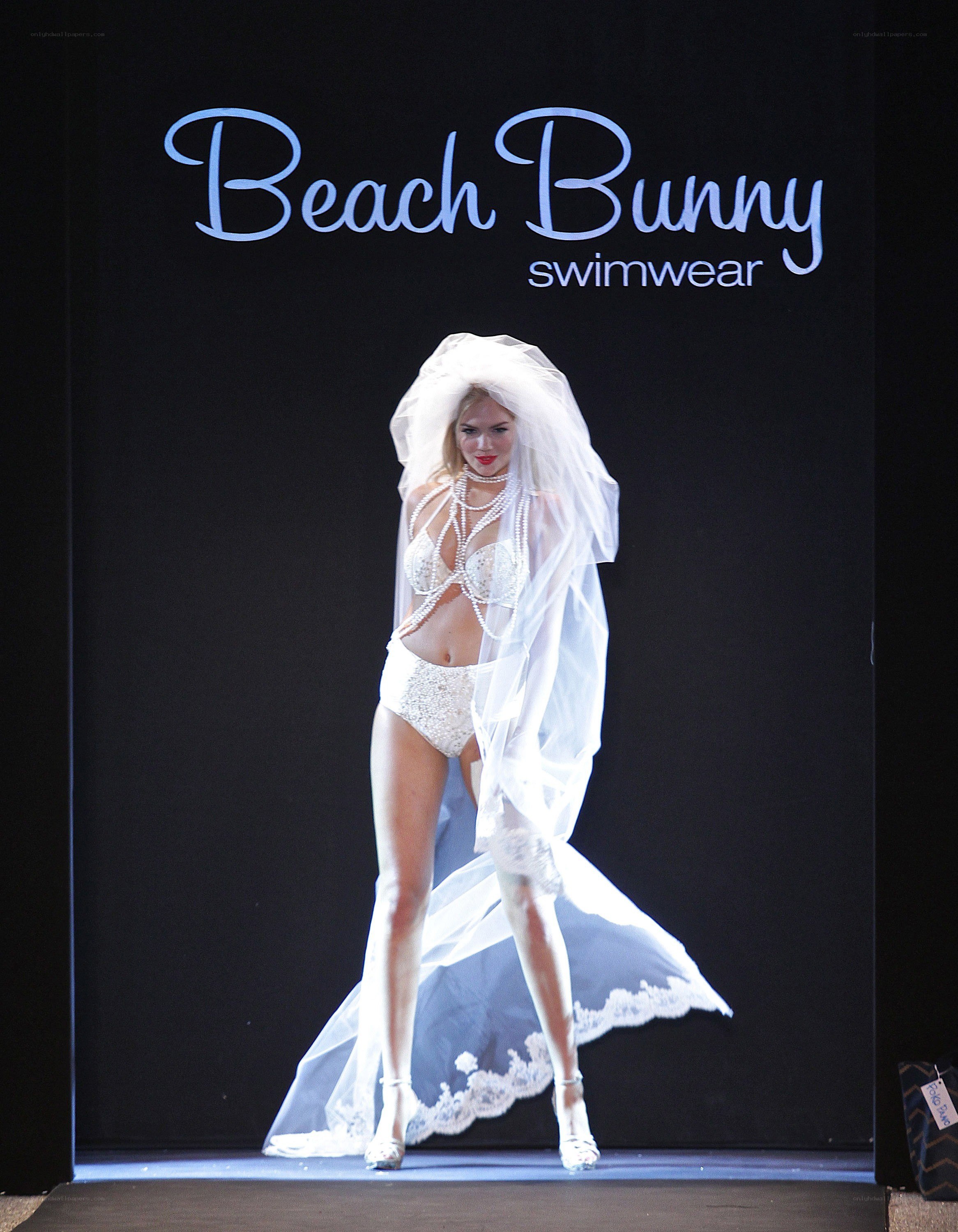 Model in bridal swimwear