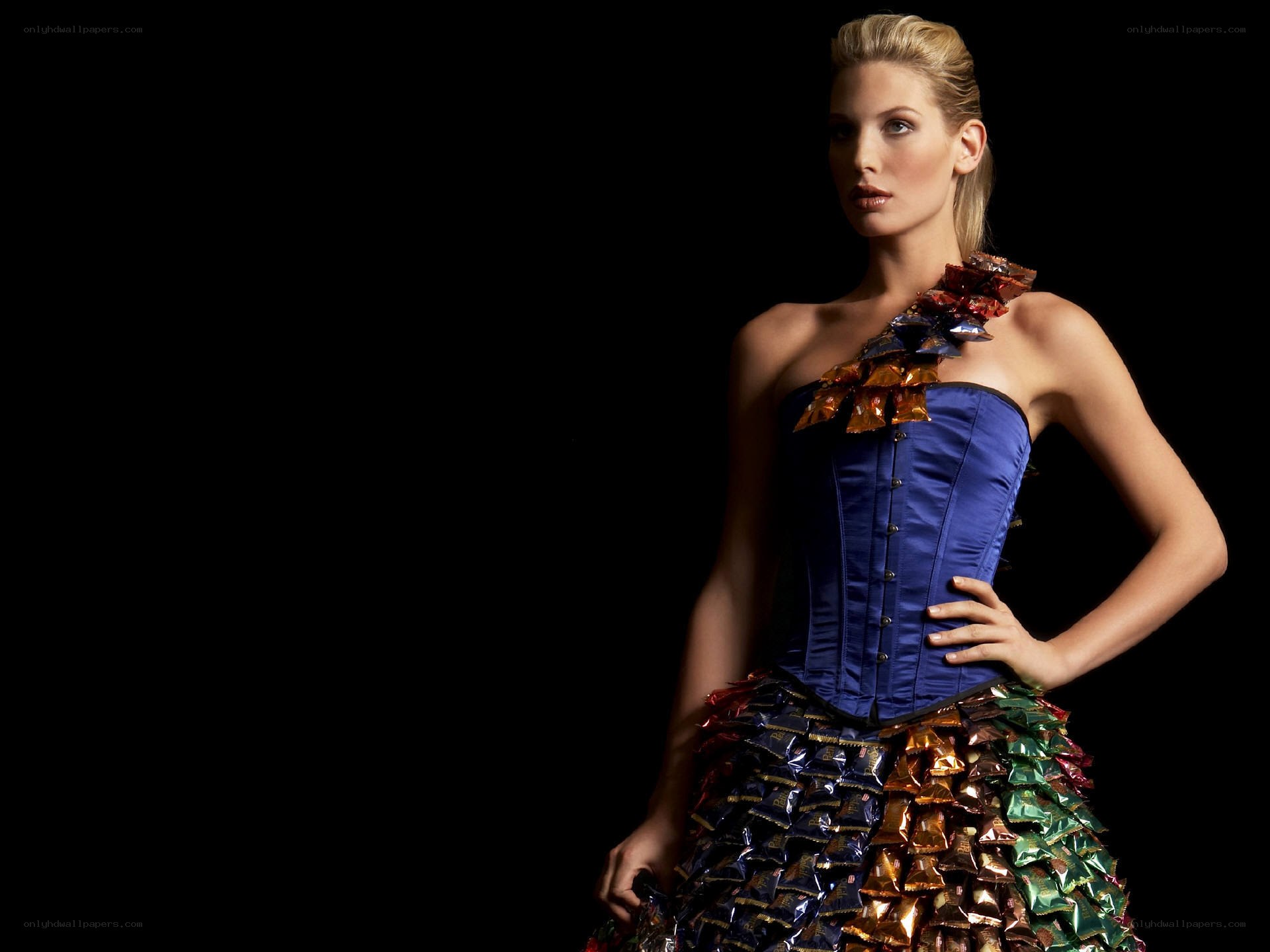 Model in candy dress