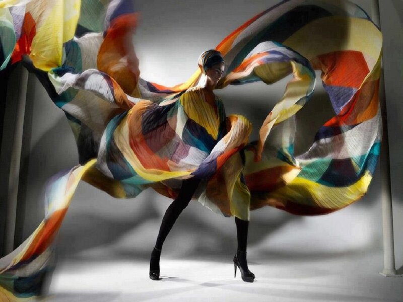 Model in Colorful Dress