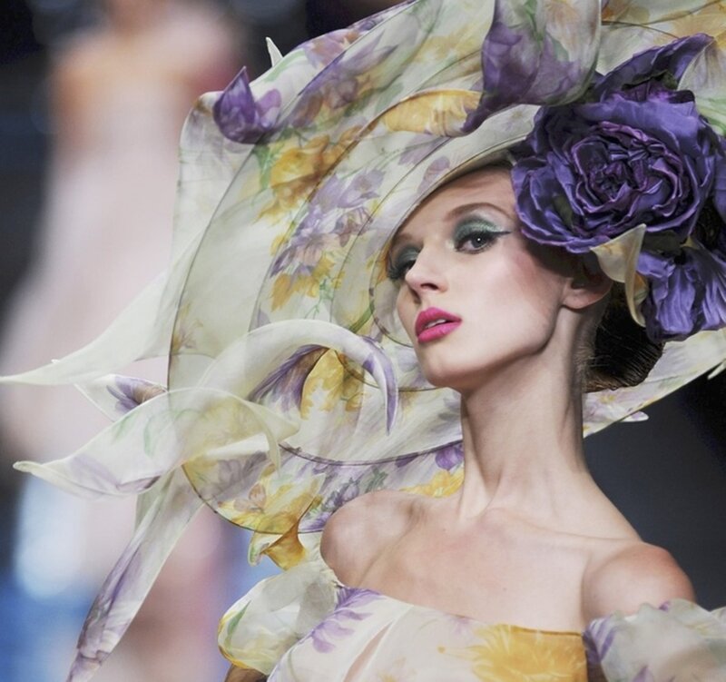 Model in Floral Hat