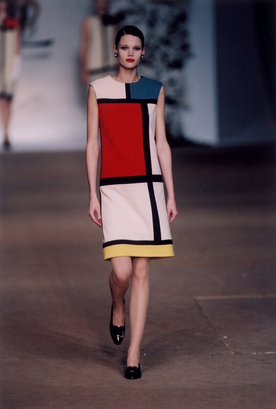 Model in geometric dress