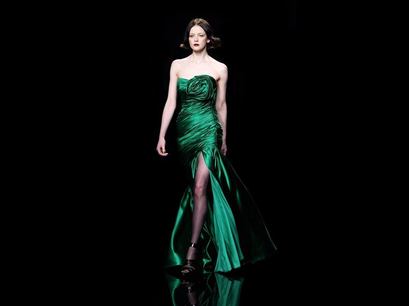 Model in green gown