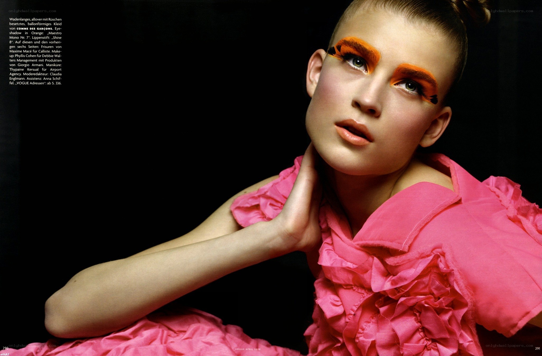 model in pink ruffled dress