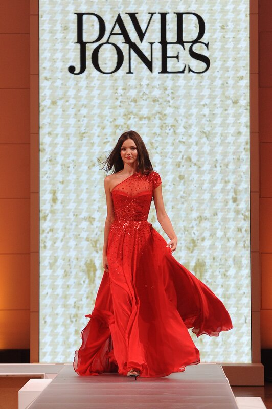 Model in Red Gown — Dramatic