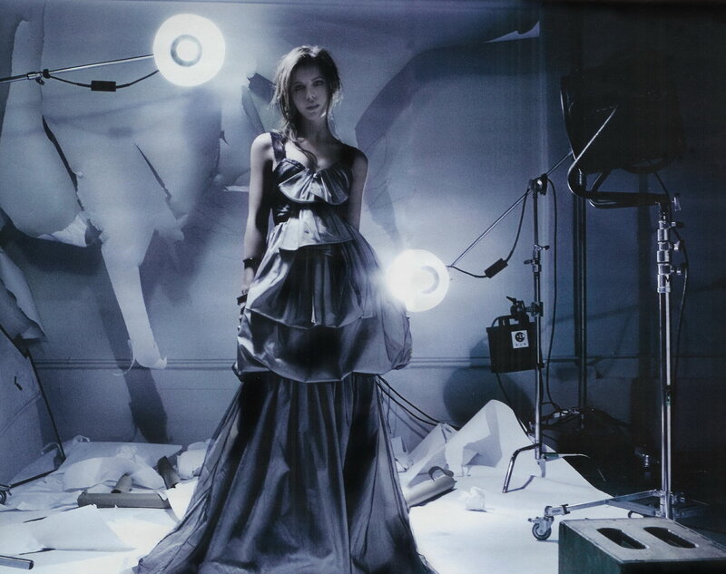 model in studio with lighting