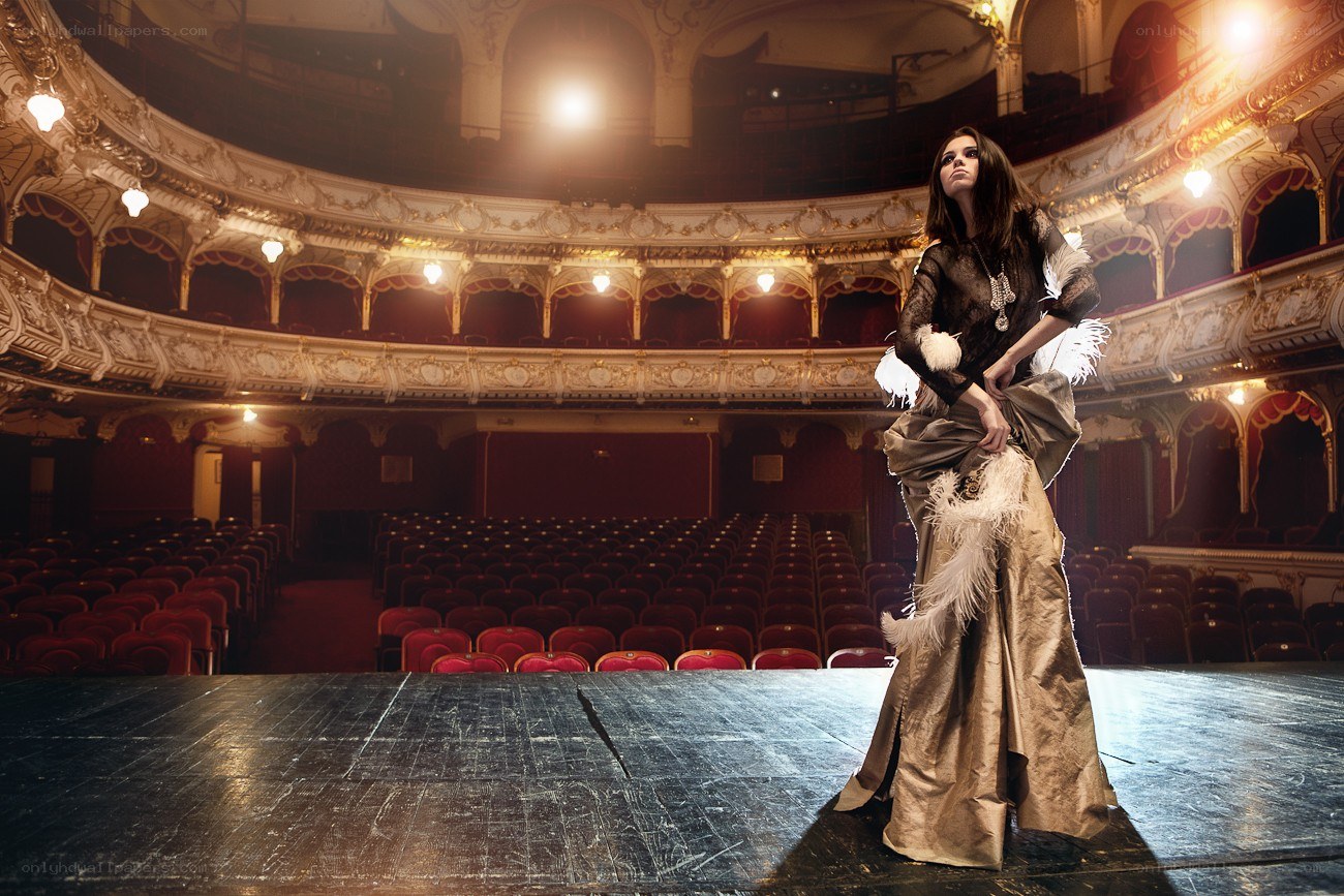 Model in theater gown
