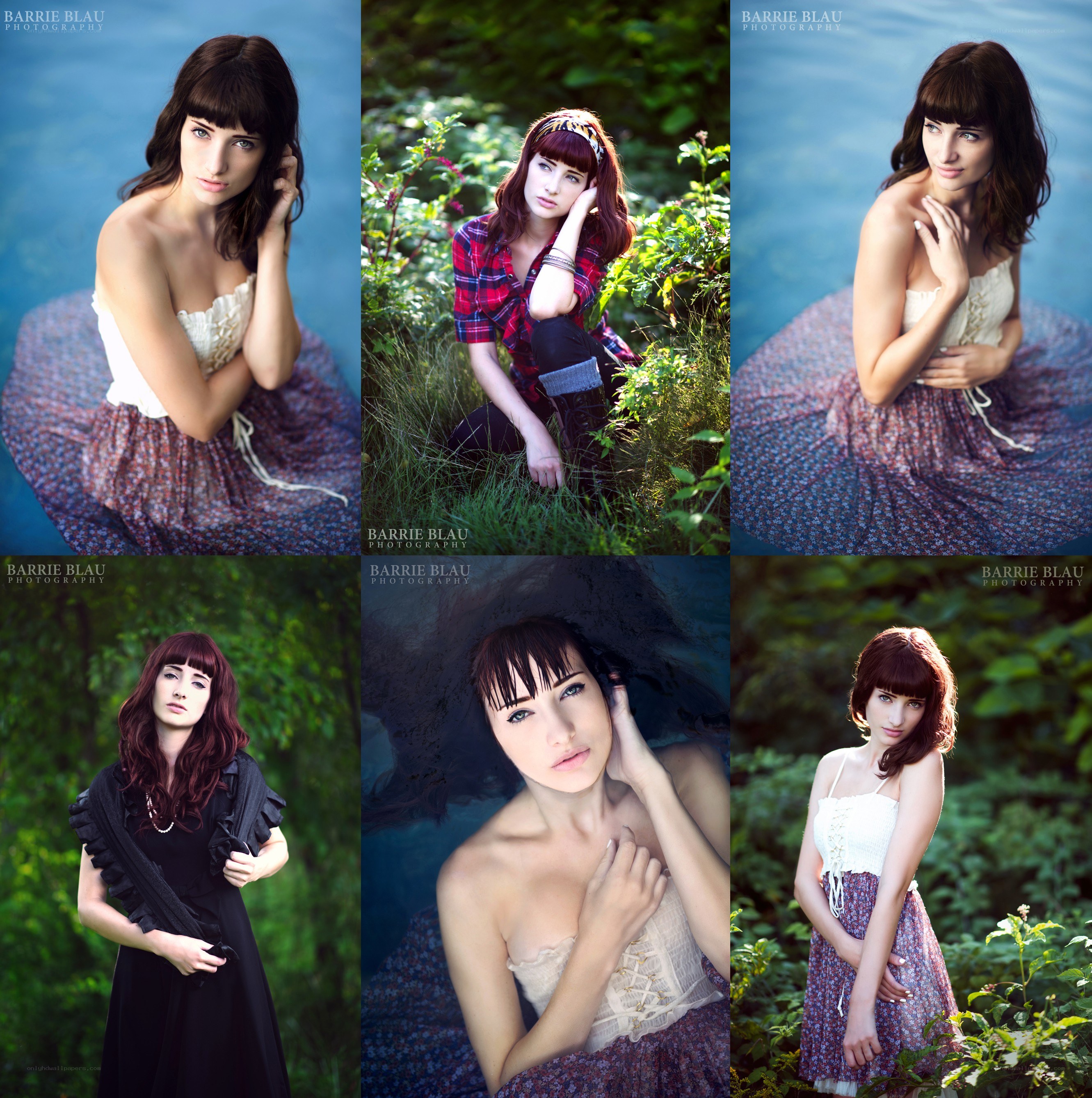 model in various poses and outfits