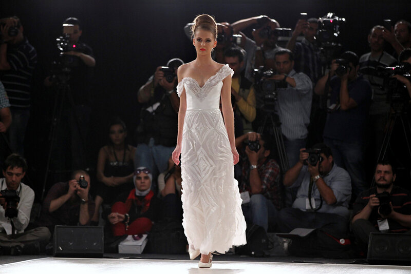 Model in White Gown — Dramatic