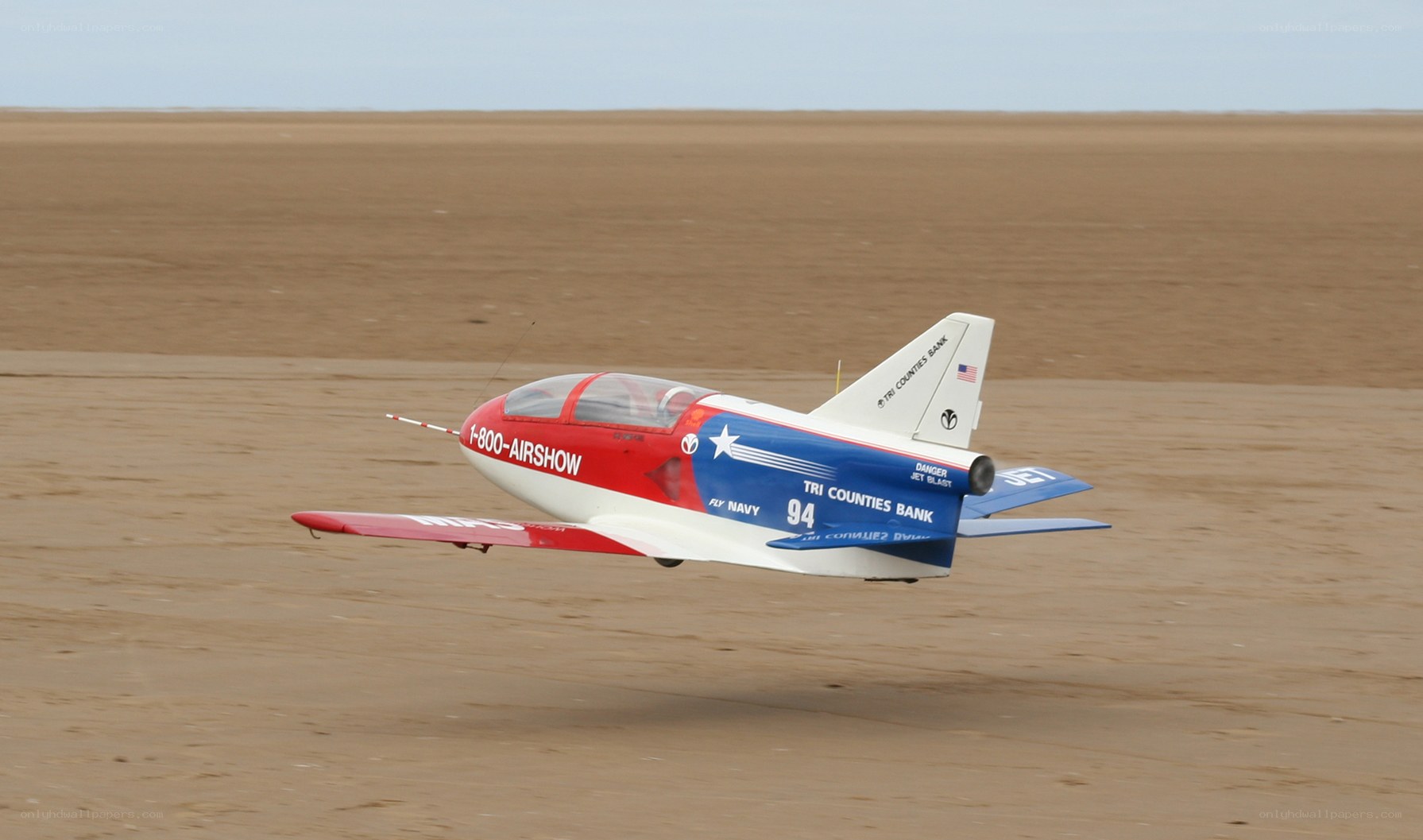 model jet on beach