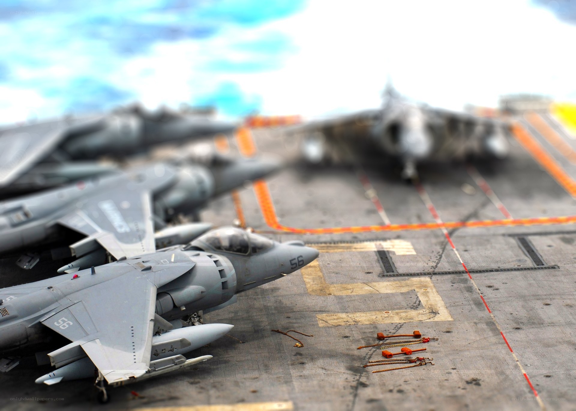 model jets on aircraft carrier deck