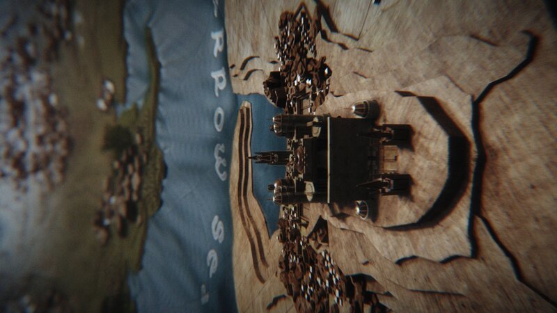 model of a city on a map