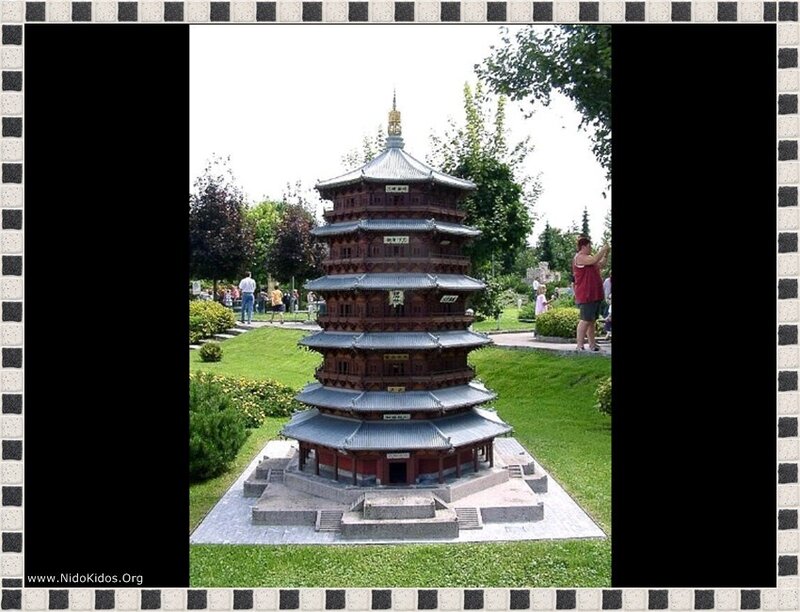 model of a pagoda in a park
