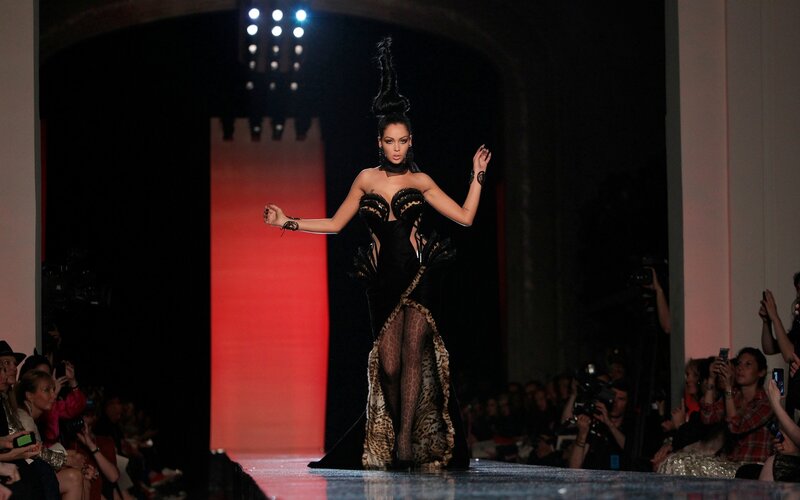 Model on runway in fashion show