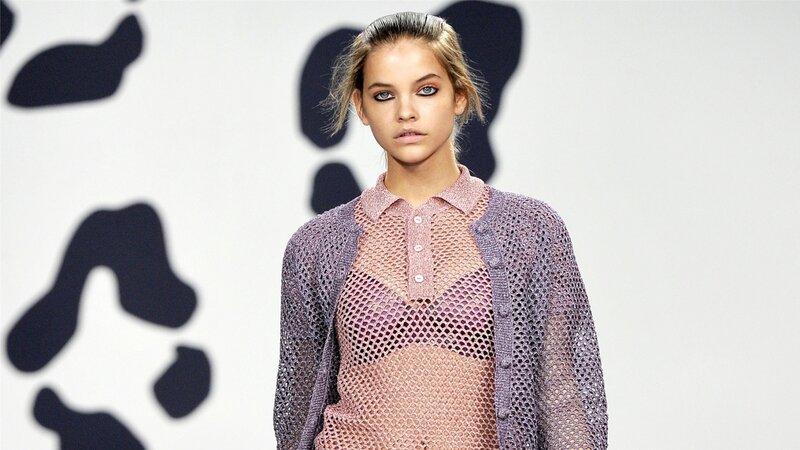 Model on Runway — Purple, Serious, Photograph, Knitwear
