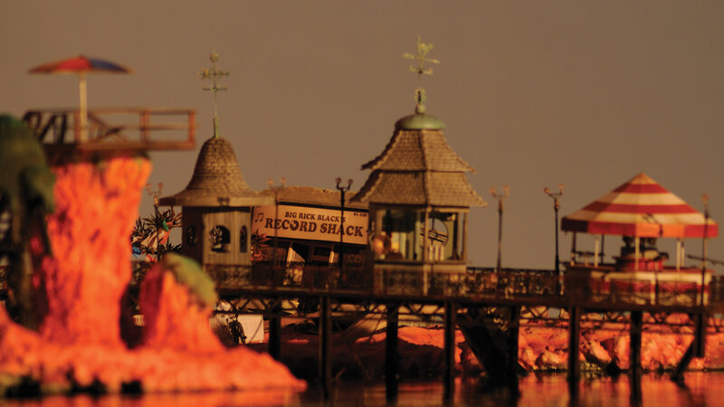 model pier at sunset