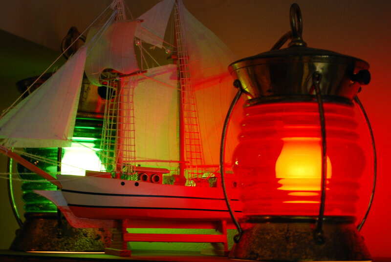 Model Sailboat and Lantern