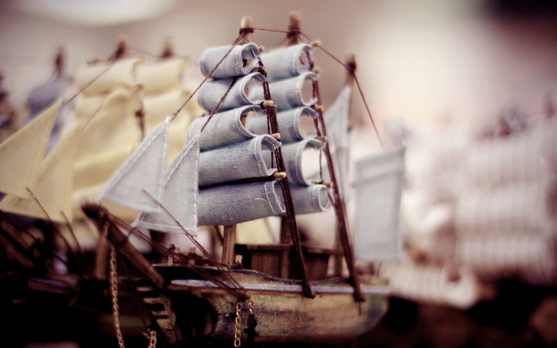 Model Sailboat with Sails