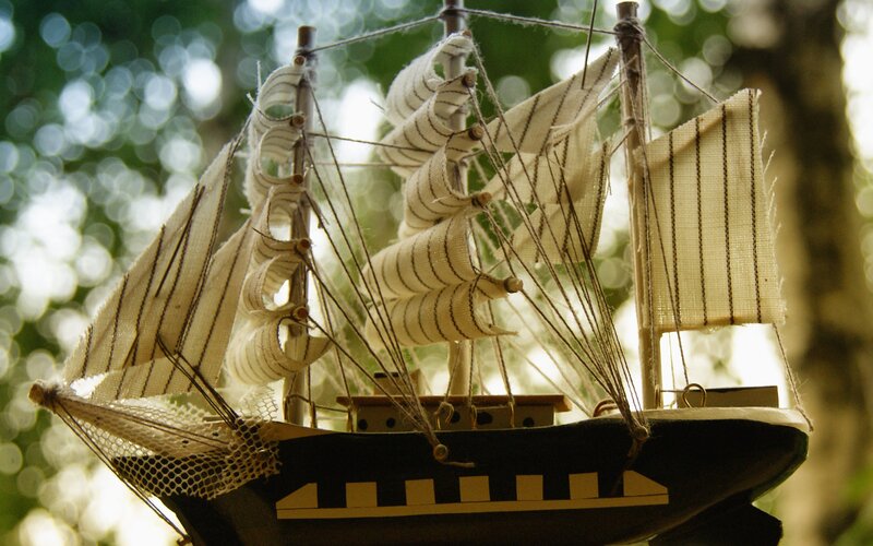 Model Sailing Ship — Black
