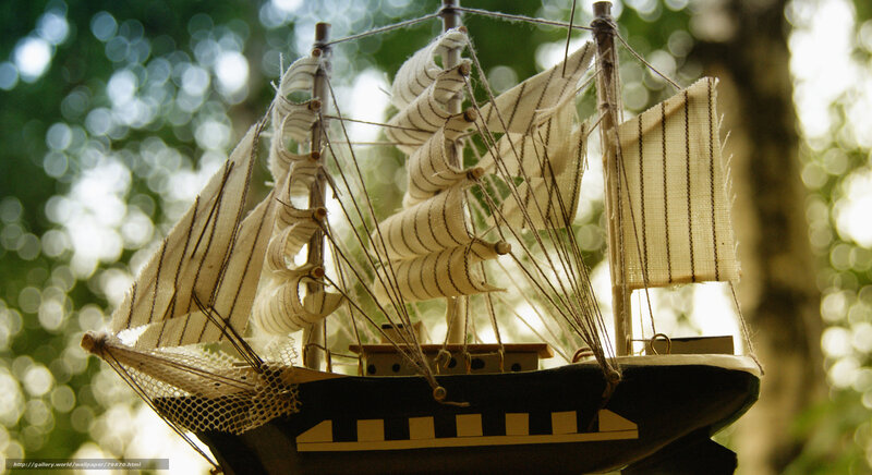 model ship in forest light