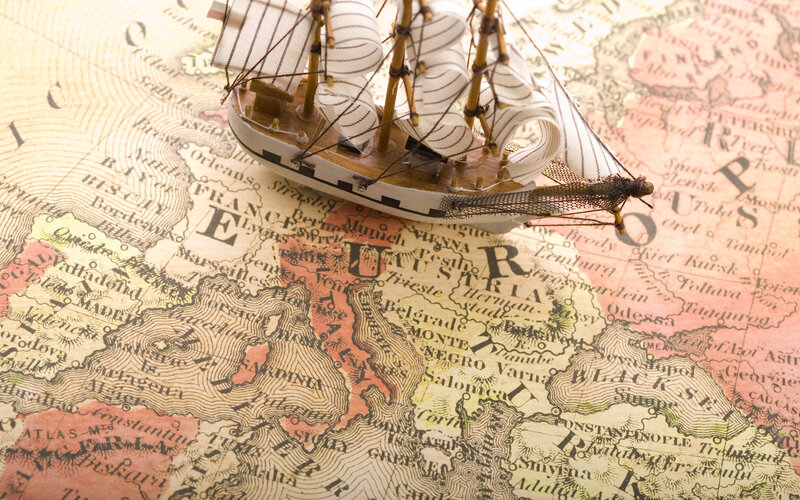 Model Ship on Map — Beige