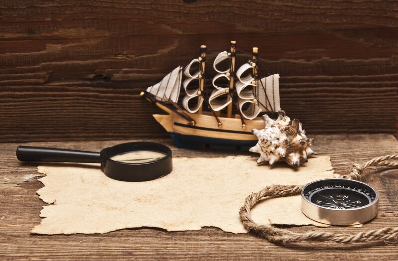 Model Ship on Wood — Brown