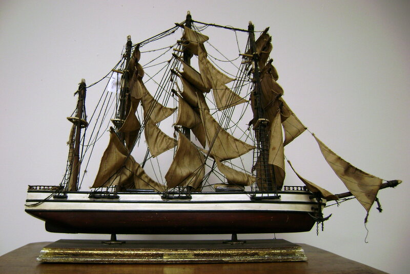Model Ship with Sails — Brown